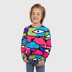 Лонгслив детский Глаза облака абстракция, цвет: 3D-принт — фото 2
