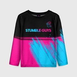 Лонгслив детский Stumble Guys - neon gradient посередине, цвет: 3D-принт