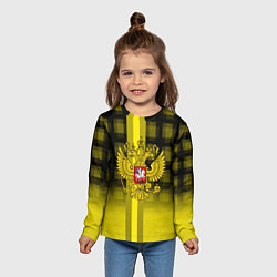 Лонгслив детский Герб РФ лого текстура, цвет: 3D-принт — фото 2