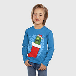 Лонгслив детский Новогодний Рик огурчик - Merry Rickmas, цвет: 3D-принт — фото 2