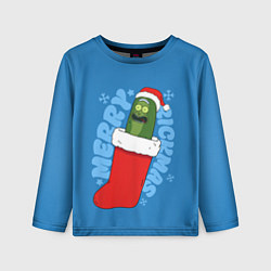 Лонгслив детский Новогодний Рик огурчик - Merry Rickmas, цвет: 3D-принт