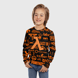 Лонгслив детский Half-life pattern game, цвет: 3D-принт — фото 2