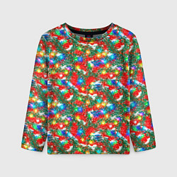 Детский лонгслив Яркие гирлянды на еловых ветках
