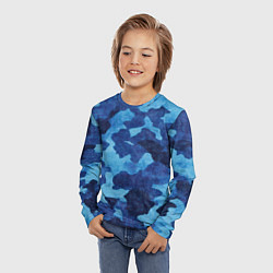 Лонгслив детский Синий камуфляж, цвет: 3D-принт — фото 2