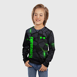 Лонгслив детский Kawasaki - плиты с эффектом свечения, цвет: 3D-принт — фото 2