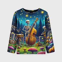 Лонгслив детский Ансамбль черепов даёт концерт под луной, цвет: 3D-принт