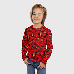 Лонгслив детский Красная елка с золотыми шишками, цвет: 3D-принт — фото 2