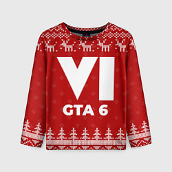 Лонгслив детский Новогодний GTA 6 с оленями, цвет: 3D-принт