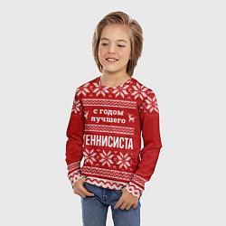 Лонгслив детский С годом лучшего Теннисиста с оленями, цвет: 3D-принт — фото 2