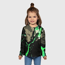 Лонгслив детский Зелёный разлом в камне, цвет: 3D-принт — фото 2