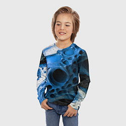 Лонгслив детский Сине-белая абстрактная структура, цвет: 3D-принт — фото 2