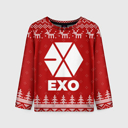 Лонгслив детский Новогодний Exo с оленями, цвет: 3D-принт