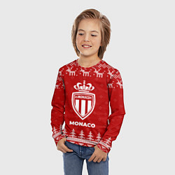 Лонгслив детский Новогодний Monaco с оленями, цвет: 3D-принт — фото 2