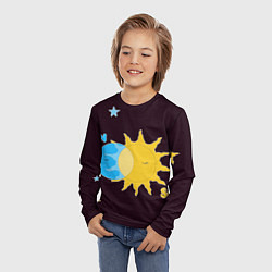 Лонгслив детский Солнце и луна космос, цвет: 3D-принт — фото 2
