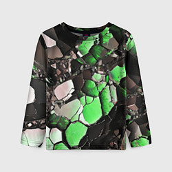 Детский лонгслив Чёрно-зелёный камень
