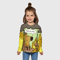 Лонгслив детский This is chill - this is fine мем, цвет: 3D-принт — фото 2