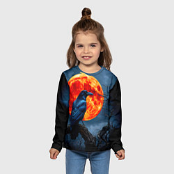 Лонгслив детский Ворон на закате, цвет: 3D-принт — фото 2