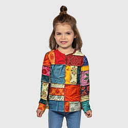Лонгслив детский Пэчворк из ярких тканей, цвет: 3D-принт — фото 2