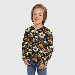 Лонгслив детский Маки и черепа, цвет: 3D-принт — фото 2
