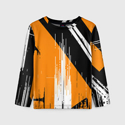 Детский лонгслив Вертикальные чёрные линии на оранжево-белом фоне