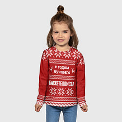 Лонгслив детский С годом лучшего баскетболиста с оленями, цвет: 3D-принт — фото 2