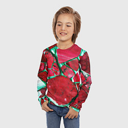 Лонгслив детский Зеленый минерал в красном камне, цвет: 3D-принт — фото 2