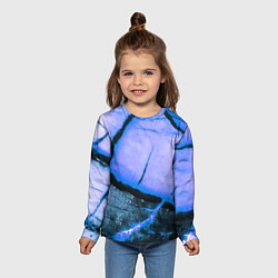 Лонгслив детский Трещины на абстрактном синем фоне, цвет: 3D-принт — фото 2