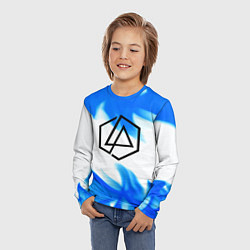 Лонгслив детский Linkin park blue flame, цвет: 3D-принт — фото 2