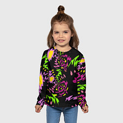 Лонгслив детский Яркие абстрактные круги-зигзаги, цвет: 3D-принт — фото 2