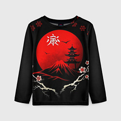 Лонгслив детский Japan red black nature, цвет: 3D-принт