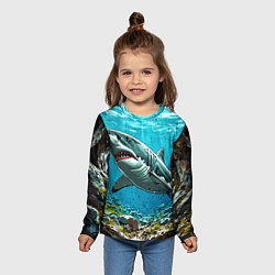 Лонгслив детский Злобная акула, цвет: 3D-принт — фото 2