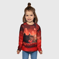 Лонгслив детский Влюбленные котята с сердечком, цвет: 3D-принт — фото 2