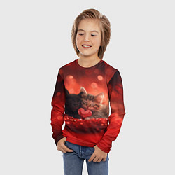 Лонгслив детский Влюбленные котята с сердечком, цвет: 3D-принт — фото 2