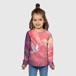 Лонгслив детский Белый голубь в небесах, цвет: 3D-принт — фото 2