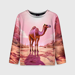 Лонгслив детский Верблюд в розовой пустыне, цвет: 3D-принт