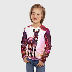 Лонгслив детский Осел в розовом свете, цвет: 3D-принт — фото 2