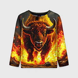 Лонгслив детский Буйвол в огне, цвет: 3D-принт