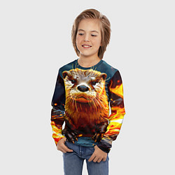 Лонгслив детский Выдра в огне, цвет: 3D-принт — фото 2