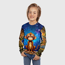 Лонгслив детский Обезьянка в звездную ночь, цвет: 3D-принт — фото 2