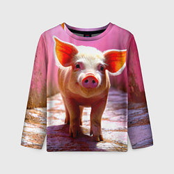 Лонгслив детский Поросенок в розовом, цвет: 3D-принт