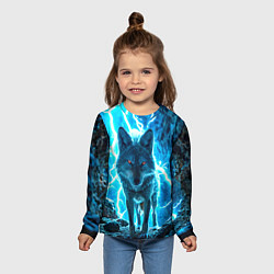 Лонгслив детский Волк в разрядах молнии, цвет: 3D-принт — фото 2