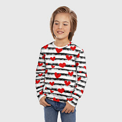 Лонгслив детский Паттерн с полосками и сердечками, цвет: 3D-принт — фото 2