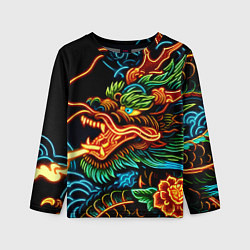 Детский лонгслив Japanese neon dragon - irezumi