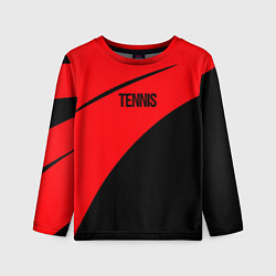 Лонгслив детский Tennis красно-чёрный, цвет: 3D-принт
