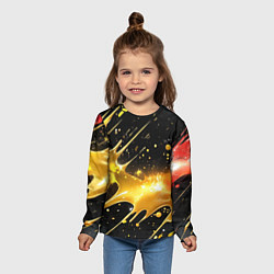 Лонгслив детский Оранжевая краска на черном, цвет: 3D-принт — фото 2
