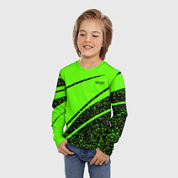Лонгслив детский Sport зелёный с чёрным в крапинку, цвет: 3D-принт — фото 2