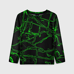 Детский лонгслив Зелёная графическая абстракция