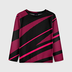 Детский лонгслив Чёрный с розовым абстракция полосы