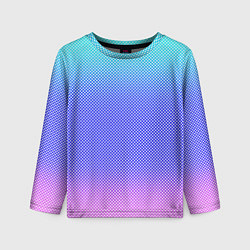 Детский лонгслив Градиент бирюзово-розовый текстура в мелкий гороше