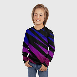 Лонгслив детский Сине-розовый абстракция с полосами, цвет: 3D-принт — фото 2